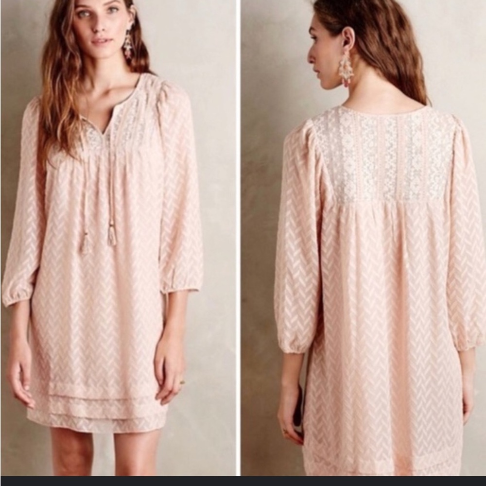 Anthropologie One September Anwen peasant dress M Blush